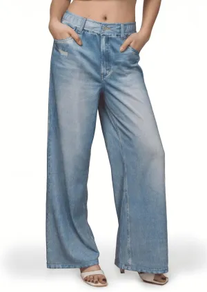 French Terry Sweatpant Jeans Denim Sweat Pants Look Like Jeans Baggy Wide Leg Stretch Pants Jeggings for Women Trendy