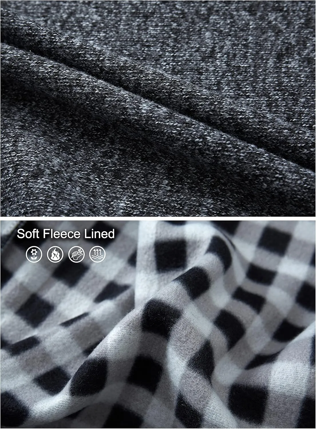 Gioberti Men's Knitted Regular Fit Full Zip Cardigan Sweater with Soft Brushed Flannel Lining