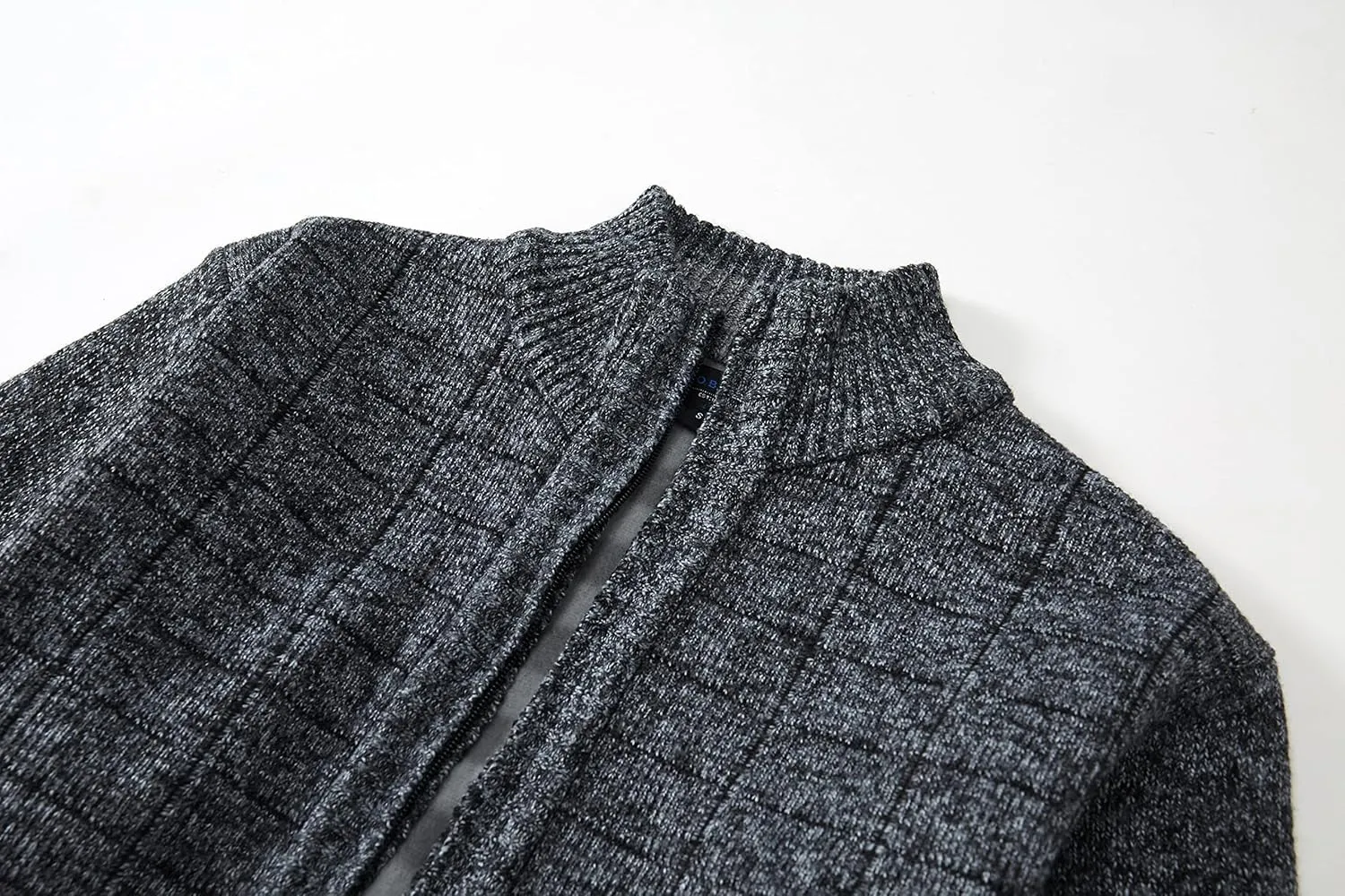 Gioberti Men's Knitted Regular Fit Full Zip Cardigan Sweater with Soft Brushed Flannel Lining