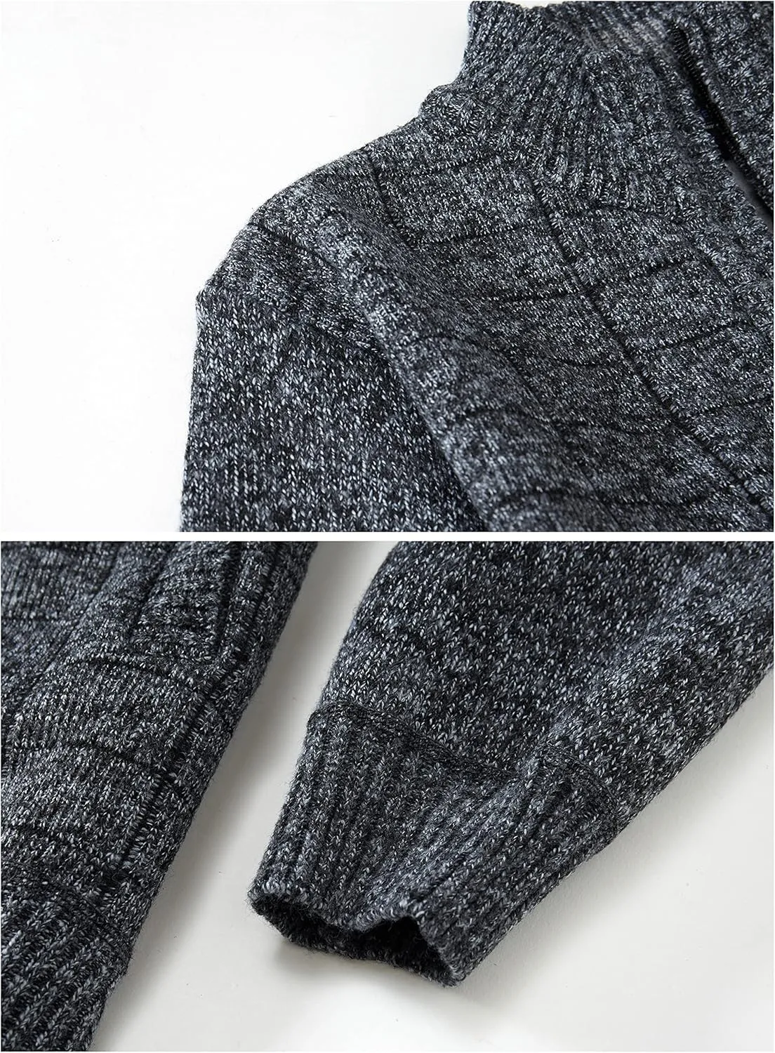 Gioberti Men's Knitted Regular Fit Full Zip Cardigan Sweater with Soft Brushed Flannel Lining