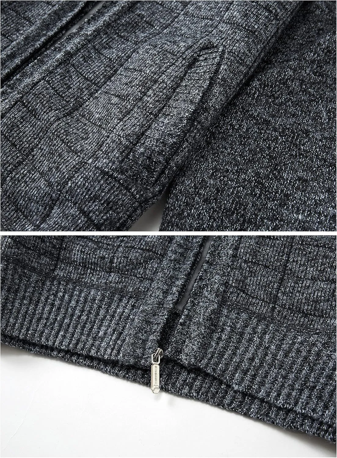 Gioberti Men's Knitted Regular Fit Full Zip Cardigan Sweater with Soft Brushed Flannel Lining