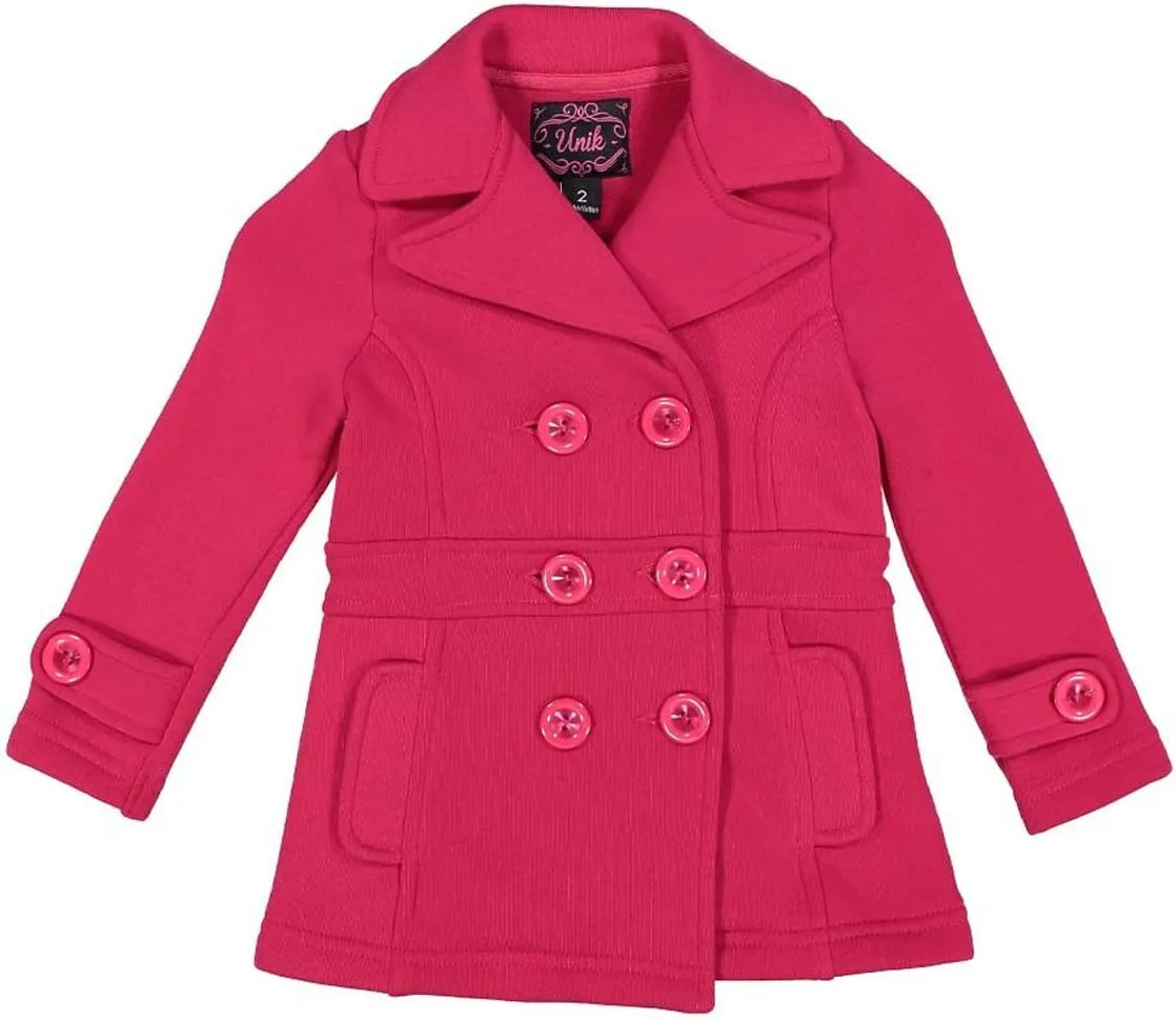 Girl Fleece Premium Quality Pea Coat with Buttons Size 2,3,4, SM, M, L, XL Perfect for Daily wear