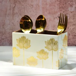 Gold Lotus MDF Cutlery Holder