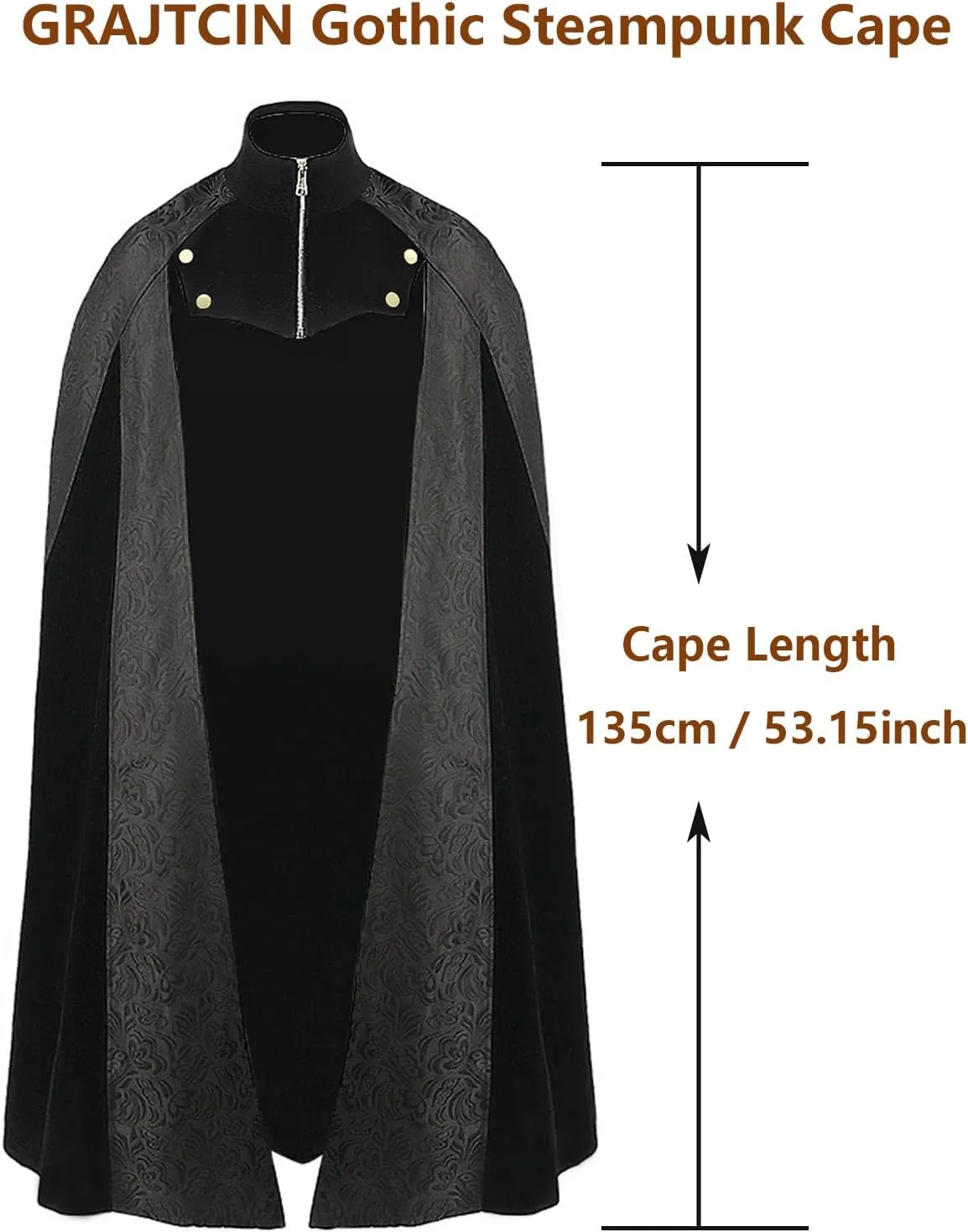 GRAJTCIN Renaissance Cape Victorian Medieval Hobbit Cloak Gothic Steampunk Halloween Costume