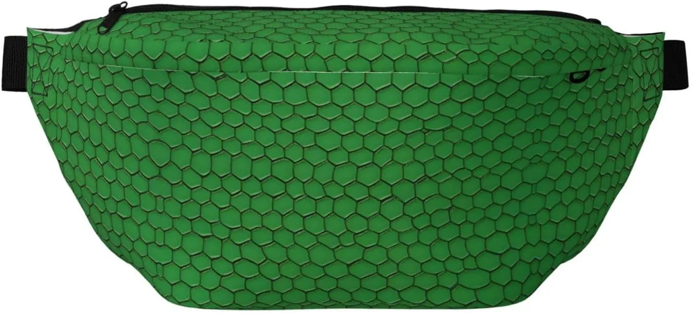 Green Snakeskin Stylish Crossbody Waist Pack - Versatile And Compact Travel Pouch For Hands-Free Storage, Black, PBYB-12185A