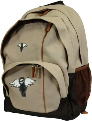 Greg's Van Retro Punk-Style Canvas Backpack (Light Olive w/Angel Decal)