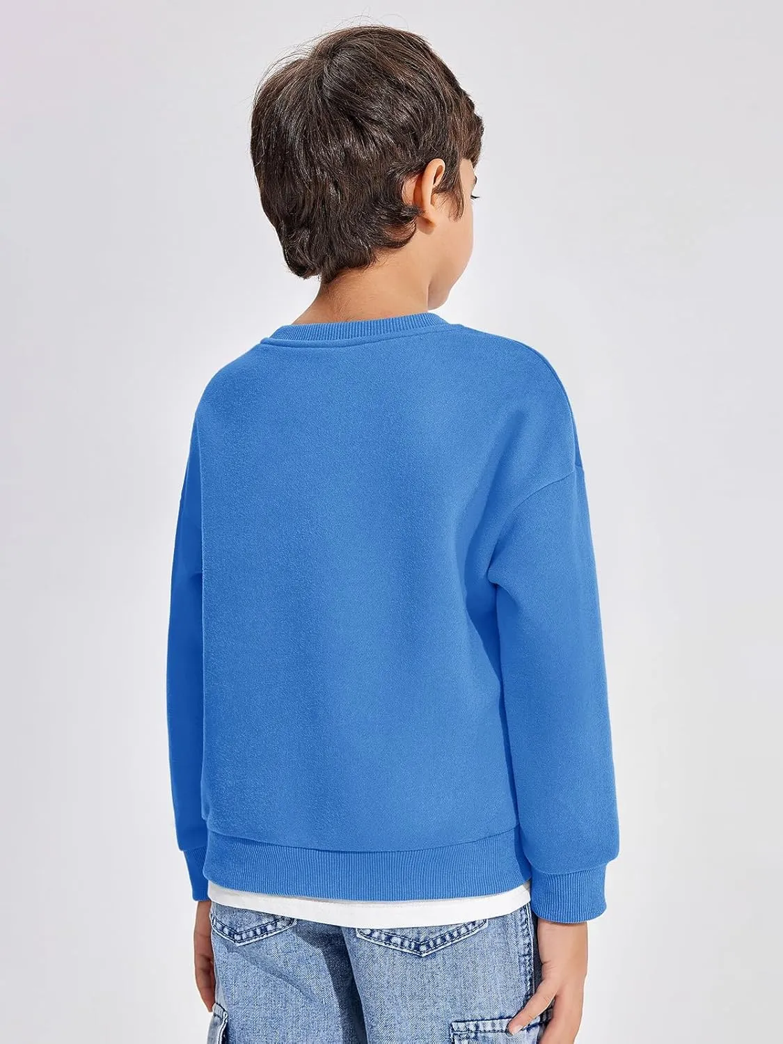 Haloumoning Boys Fleece Lined Sweatshirts Kids Fall Fashion Crewneck Pullover Clothes with Pocket 5-14 Years