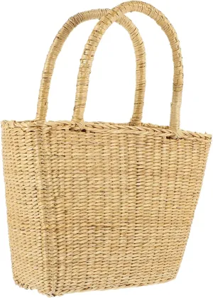 Handwoven Straw Tote Bag Fashionable Summer Beach Bag Large Capacity Straw Woven Tote