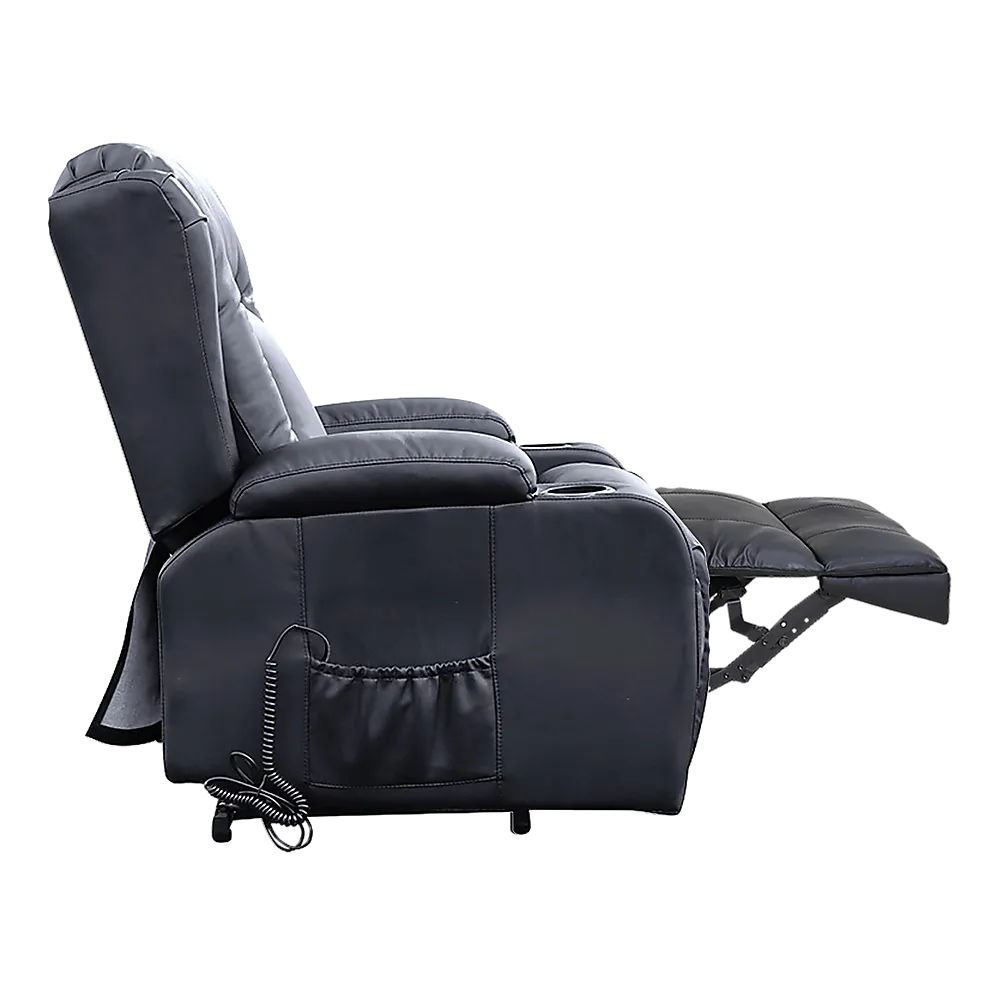 Heated Leather Recliner w/ Massage, USB, Cup Holders - Palermo