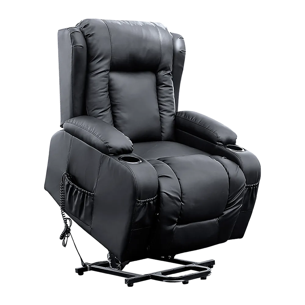 Heated Leather Recliner w/ Massage, USB, Cup Holders - Palermo