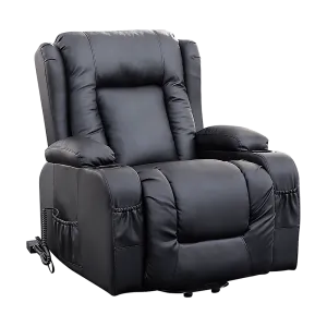 Heated Leather Recliner w/ Massage, USB, Cup Holders - Palermo
