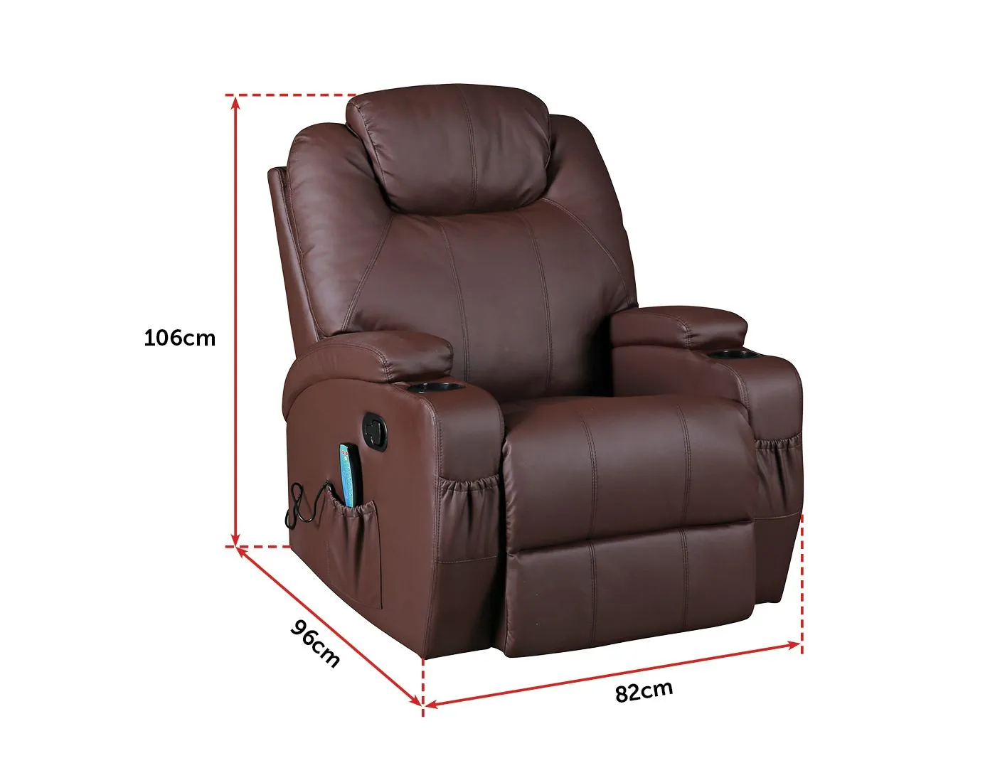 Heated Massage Recliner Chair 360° Swivel Brown PU Leather