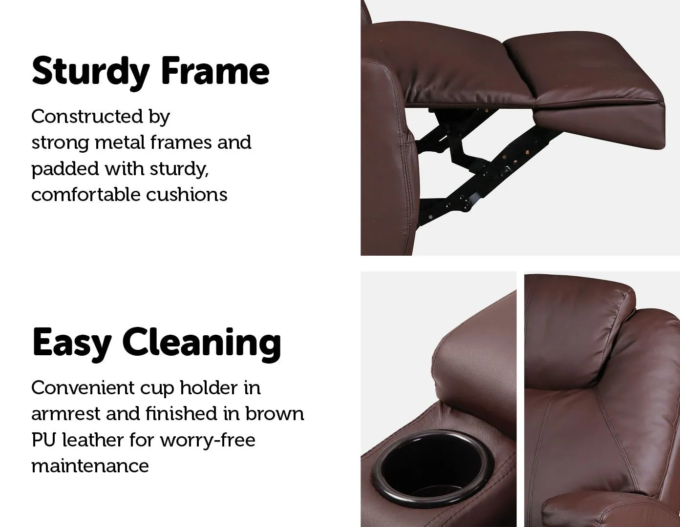 Heated Massage Recliner Chair 360° Swivel Brown PU Leather