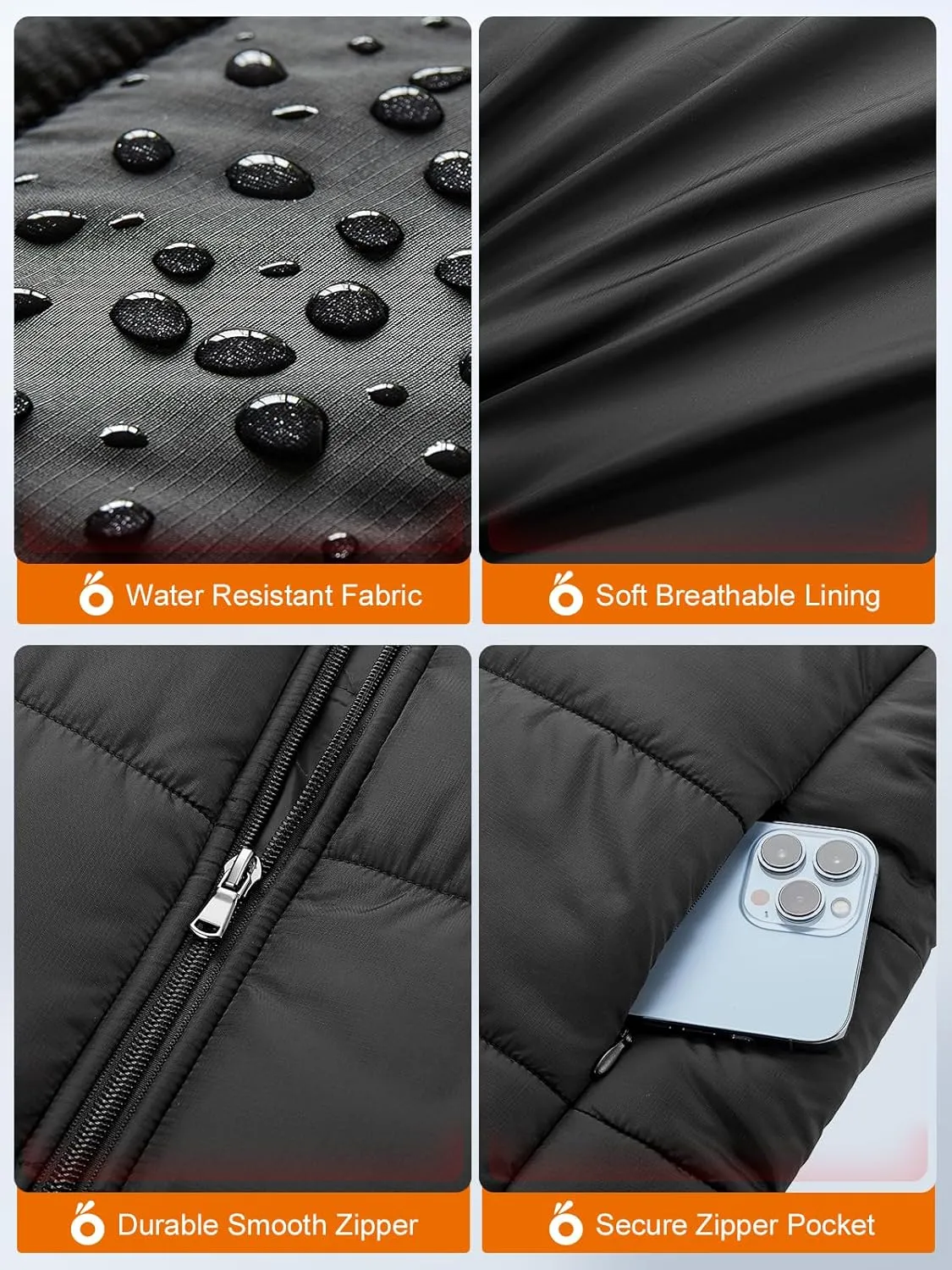 Heated Vest for Men Women, Men's Heated Vest with Battery Pack 5V/7.4V 14400mAh, Mens Womens Rechargeable Electric Vest