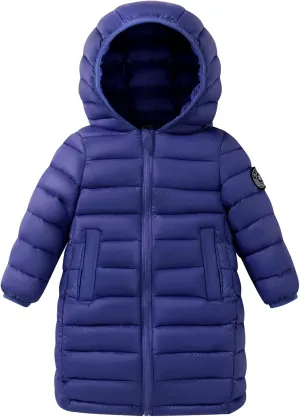 HILEELANG Kids Boy Girl Puffer Jacket Coat Hood Mid Length Light Weight Warm Insulated Padded Classic Solid Winter Outwear