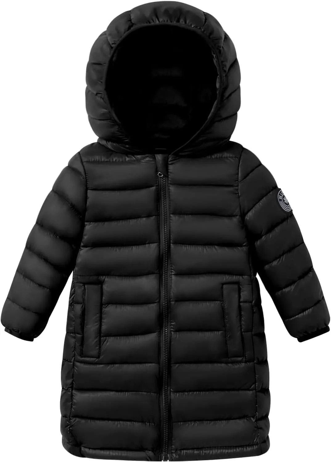 HILEELANG Kids Boy Girl Puffer Jacket Coat Hood Mid Length Light Weight Warm Insulated Padded Classic Solid Winter Outwear