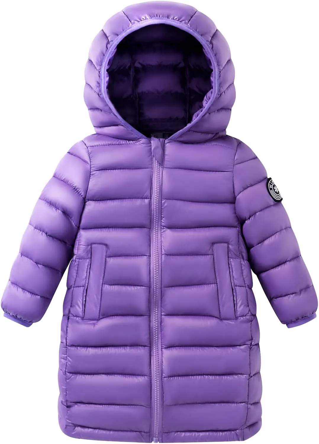 HILEELANG Kids Boy Girl Puffer Jacket Coat Hood Mid Length Light Weight Warm Insulated Padded Classic Solid Winter Outwear