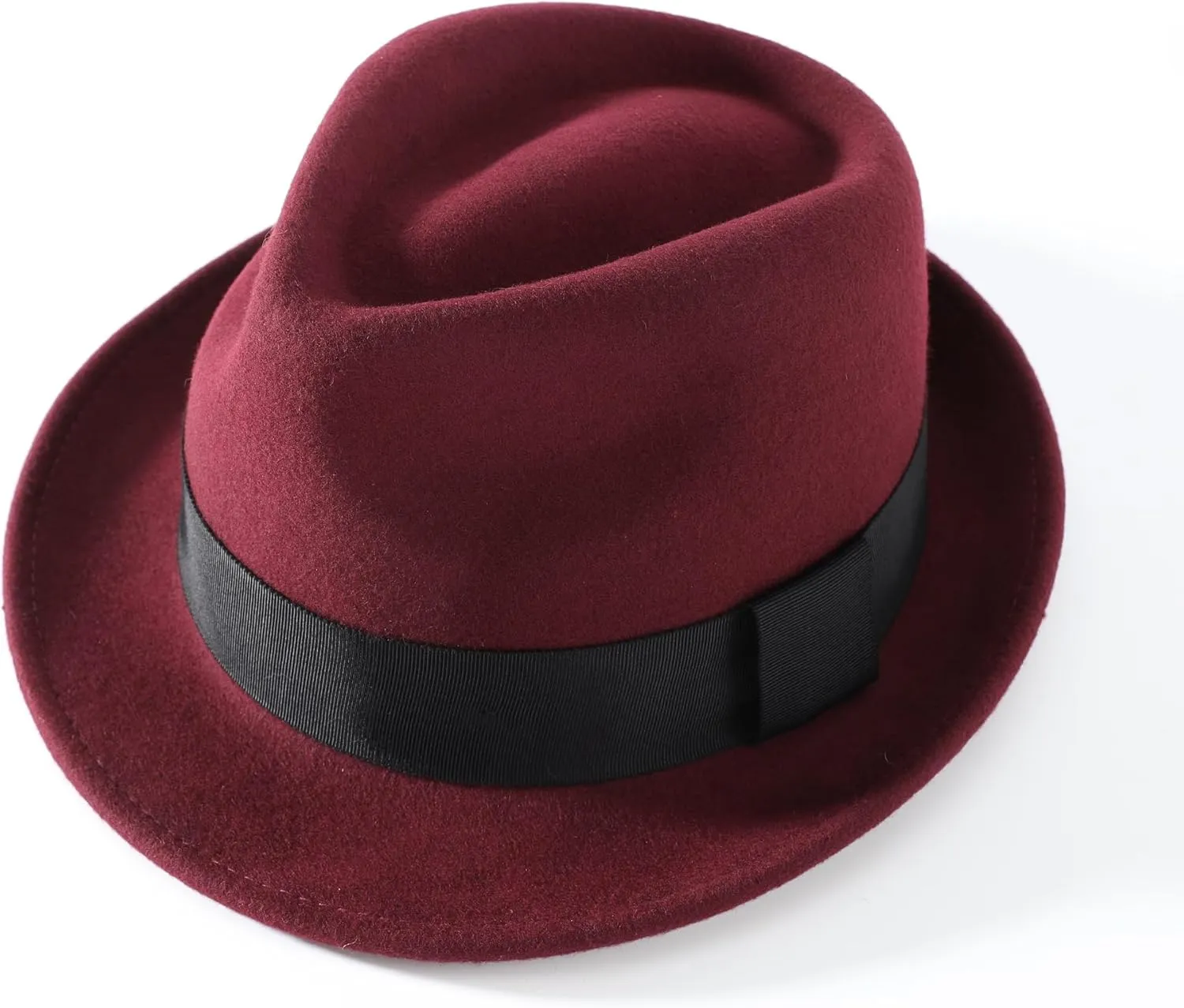 Home Prefer Men's Wool Felt Winter Hat Short Brim Fedora Hat