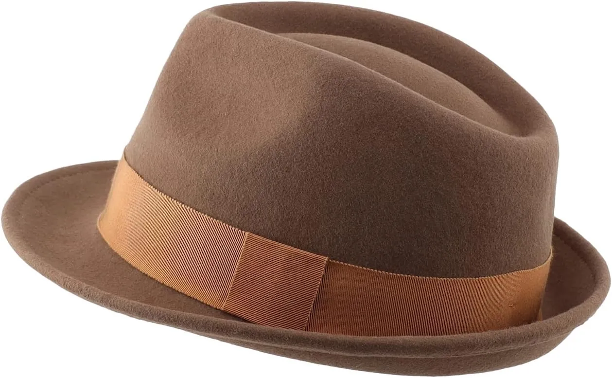 Home Prefer Men's Wool Felt Winter Hat Short Brim Fedora Hat