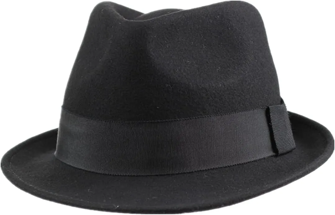 Home Prefer Men's Wool Felt Winter Hat Short Brim Fedora Hat