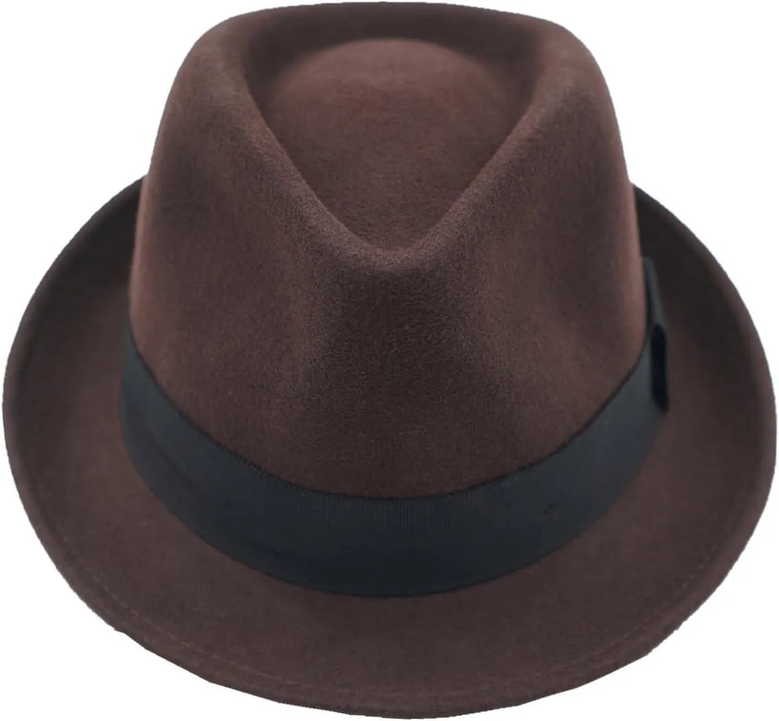 Home Prefer Men's Wool Felt Winter Hat Short Brim Fedora Hat