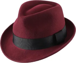 Home Prefer Men's Wool Felt Winter Hat Short Brim Fedora Hat