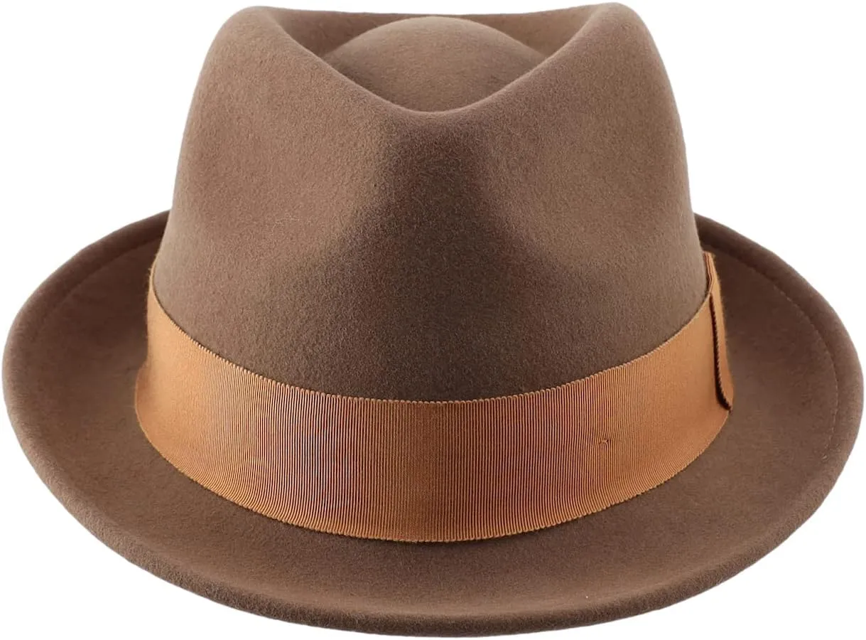 Home Prefer Men's Wool Felt Winter Hat Short Brim Fedora Hat