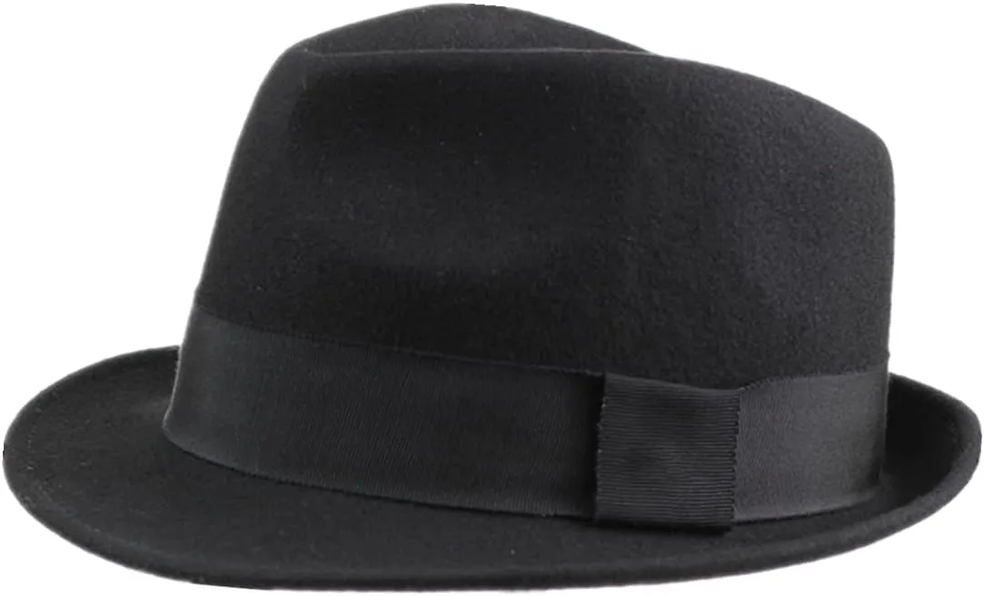 Home Prefer Men's Wool Felt Winter Hat Short Brim Fedora Hat