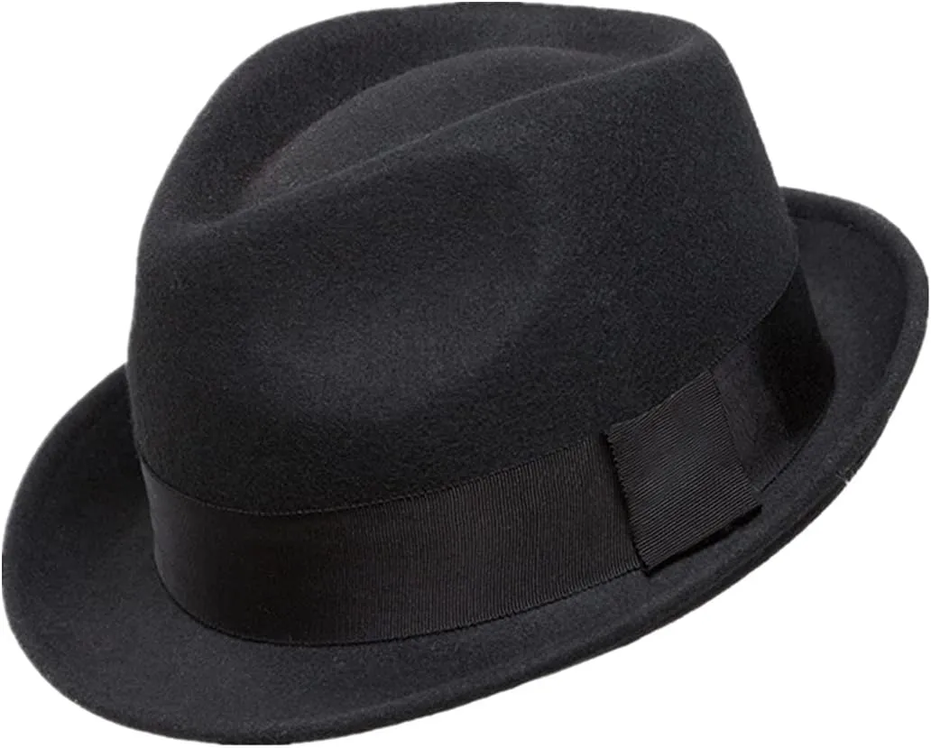 Home Prefer Men's Wool Felt Winter Hat Short Brim Fedora Hat