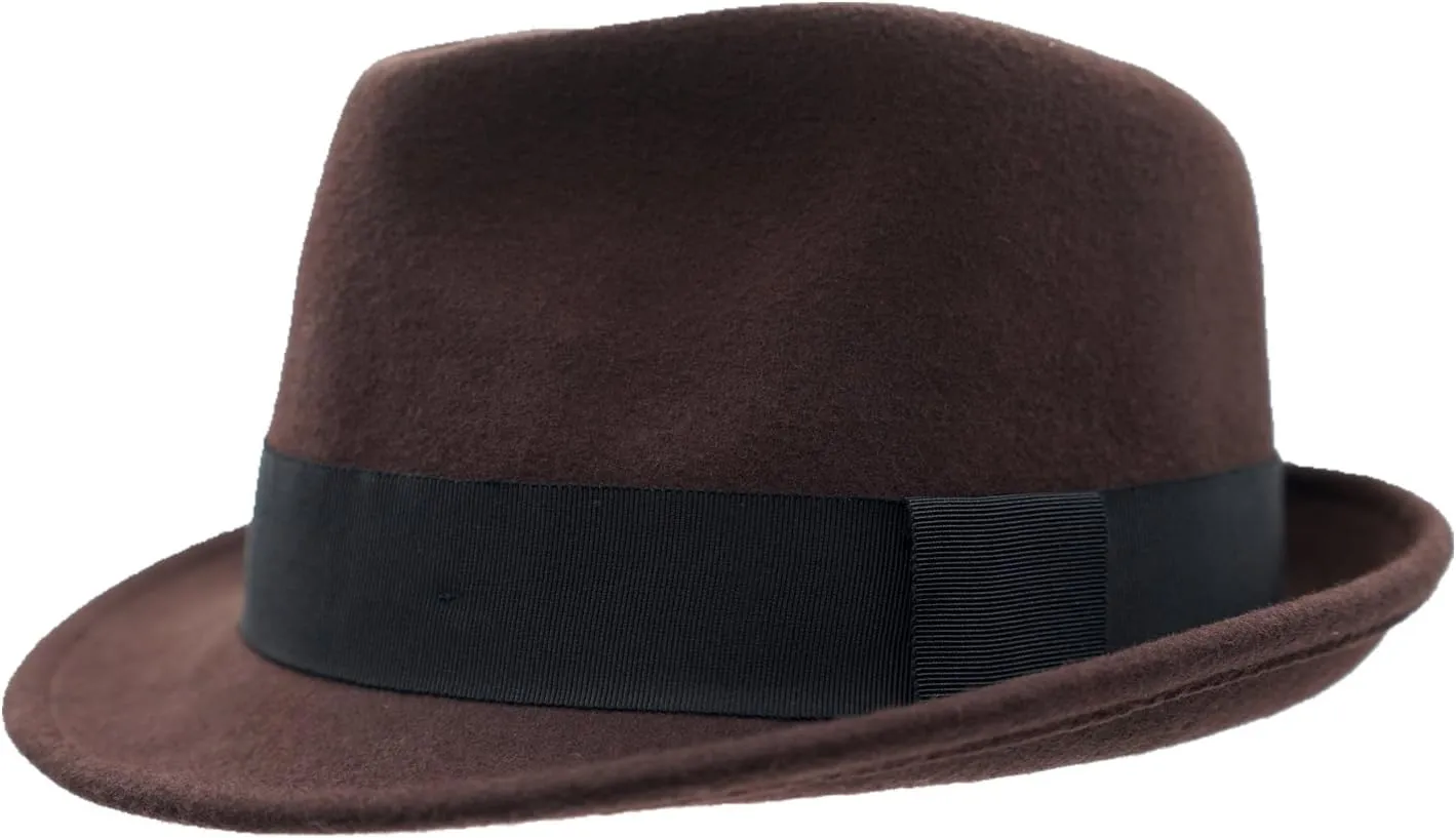 Home Prefer Men's Wool Felt Winter Hat Short Brim Fedora Hat