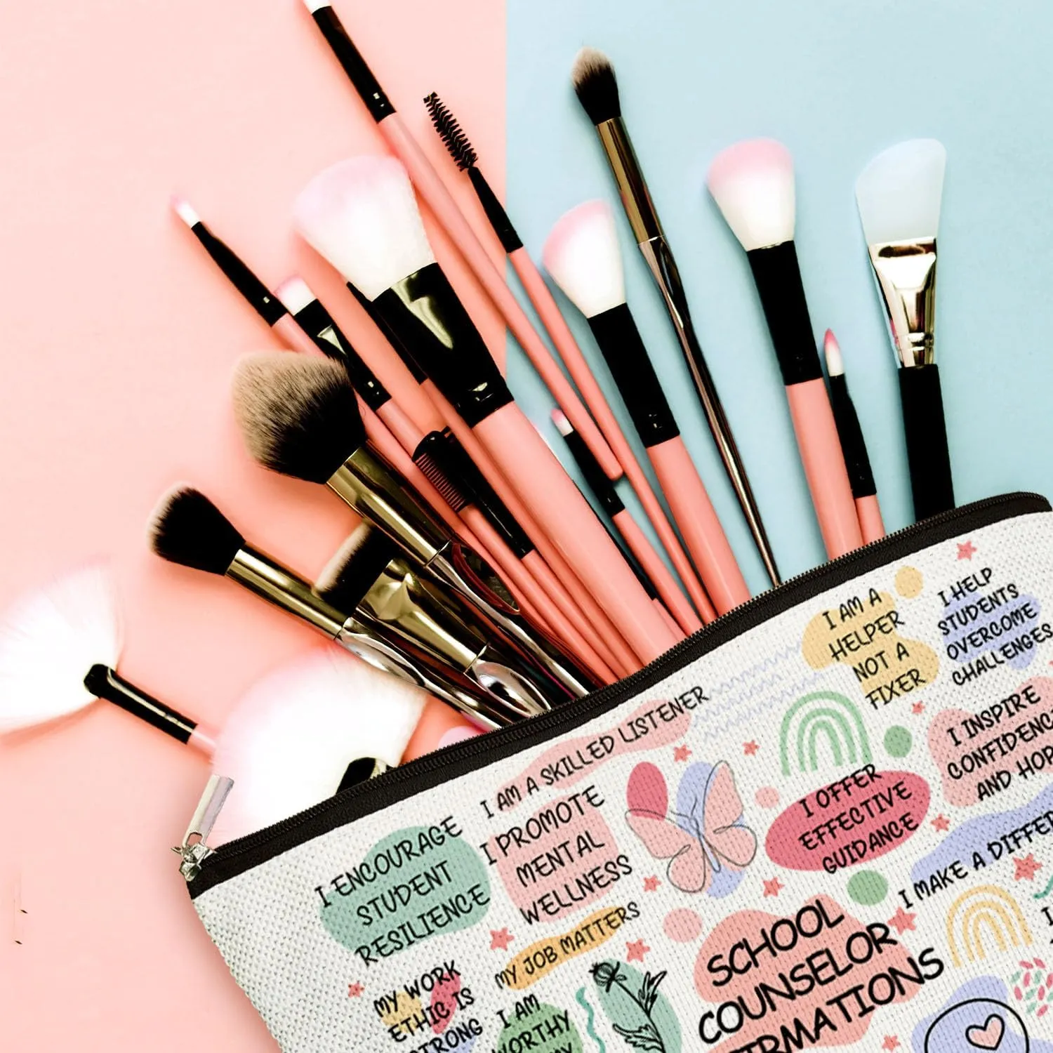 Inspirational Makeup Bag Zipper Pouch - Appreciation Gifts for School Counselor & Psychologist - Encouragement Gifts for Birthday