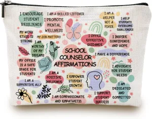 Inspirational Makeup Bag Zipper Pouch - Appreciation Gifts for School Counselor & Psychologist - Encouragement Gifts for Birthday