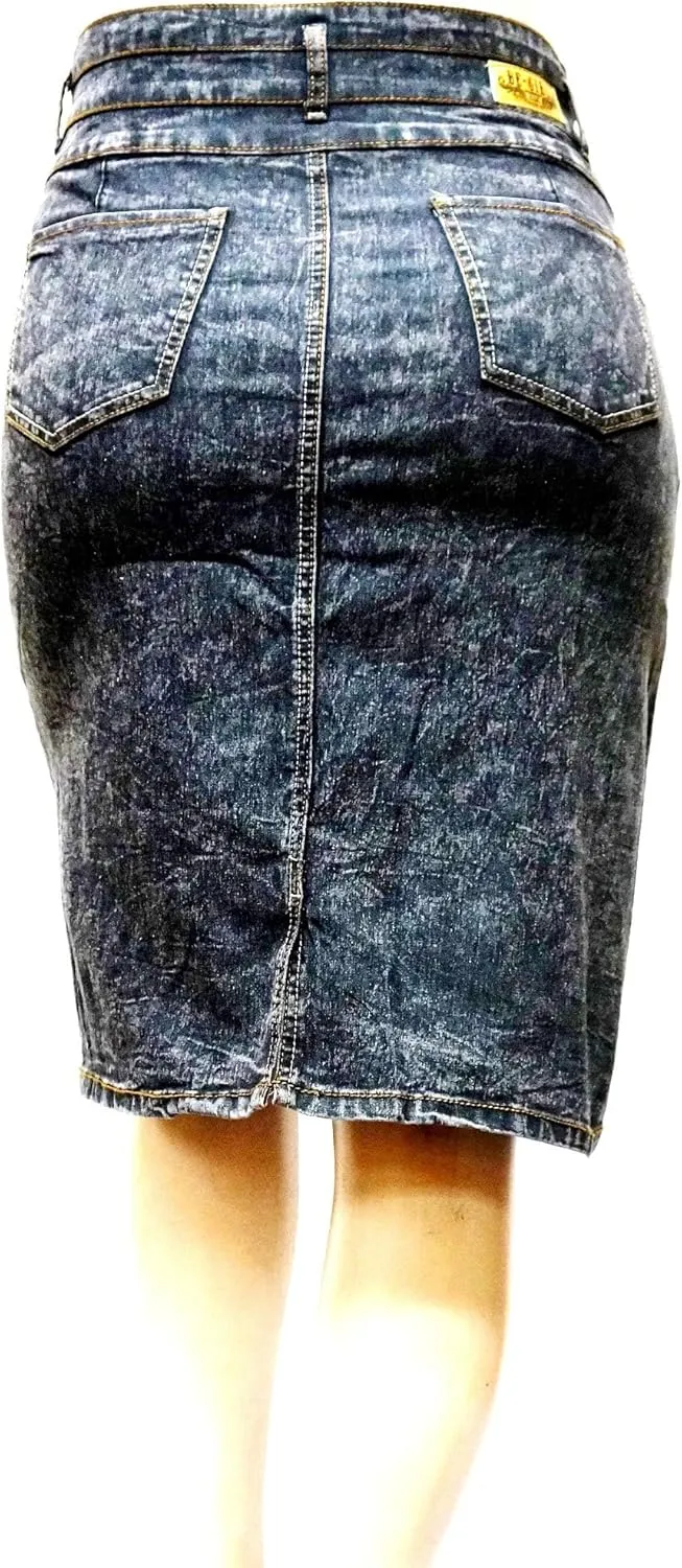 Jack David Women's Plus Size Blue Wash Soft Curvy Stretch Denim Jeans Skirt 1X 2X 3X