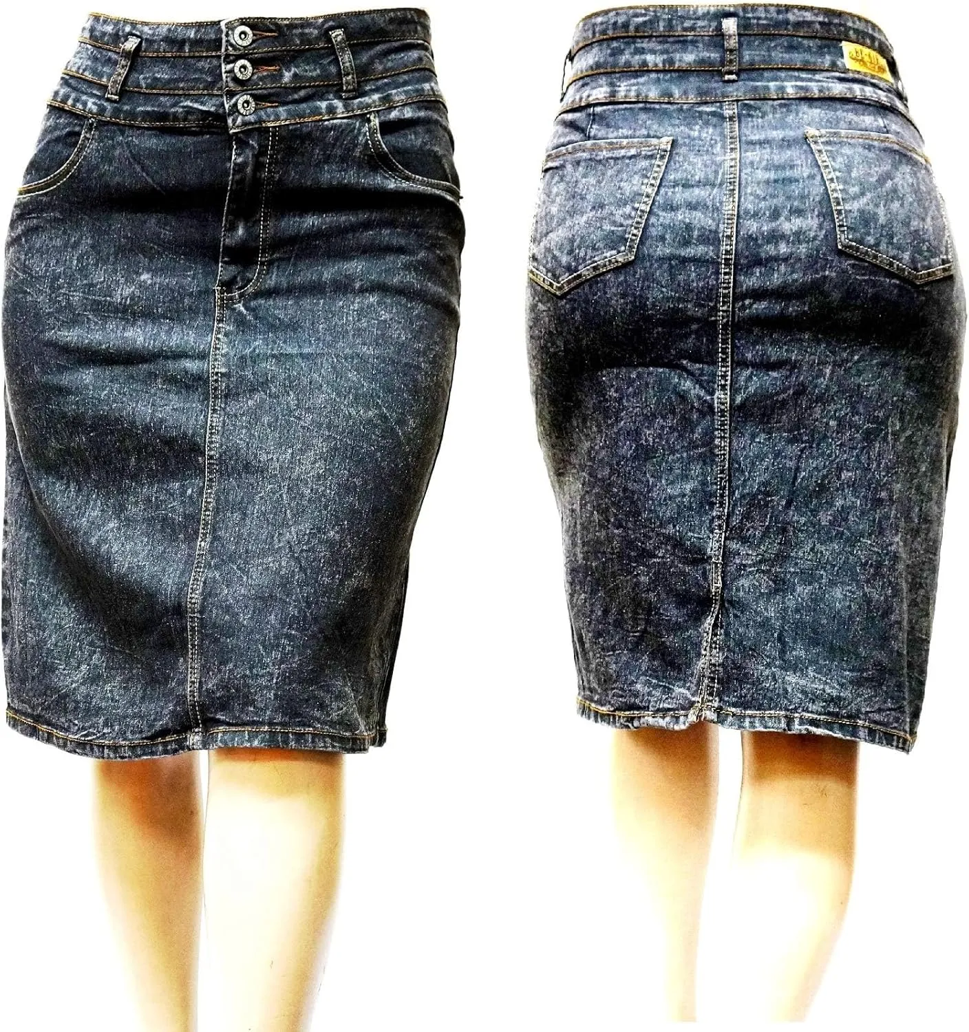 Jack David Women's Plus Size Blue Wash Soft Curvy Stretch Denim Jeans Skirt 1X 2X 3X