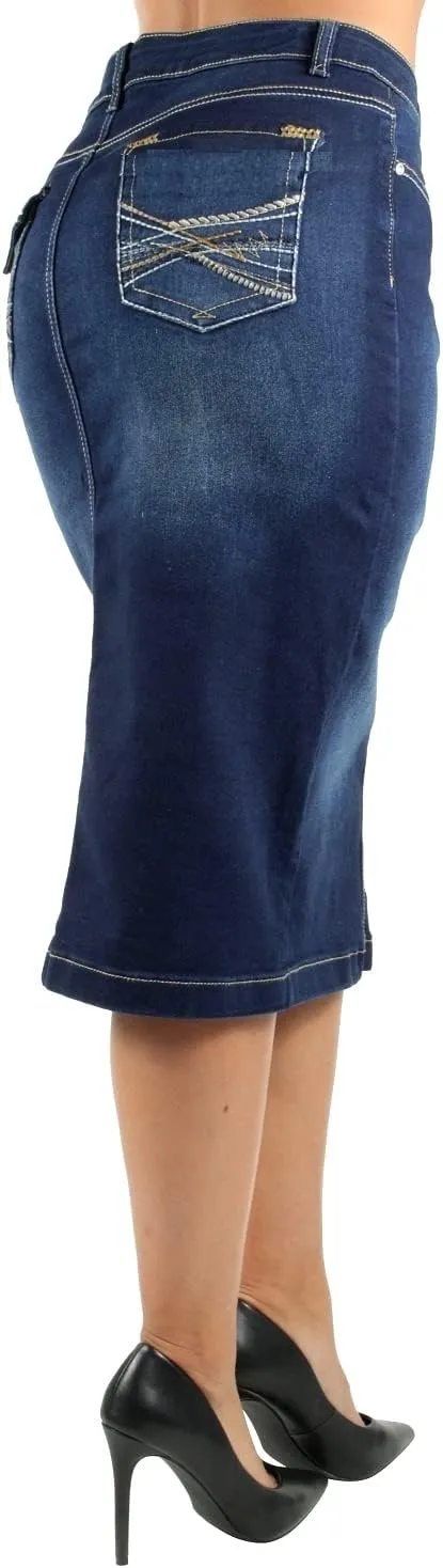 Jack David Women's Plus Size Blue Wash Soft Curvy Stretch Denim Jeans Skirt 1X 2X 3X