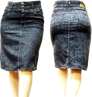 Jack David Women's Plus Size Blue Wash Soft Curvy Stretch Denim Jeans Skirt 1X 2X 3X