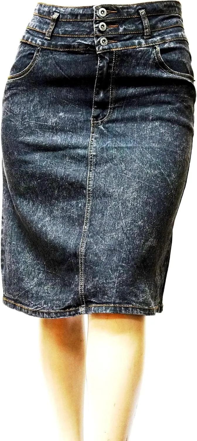 Jack David Women's Plus Size Blue Wash Soft Curvy Stretch Denim Jeans Skirt 1X 2X 3X