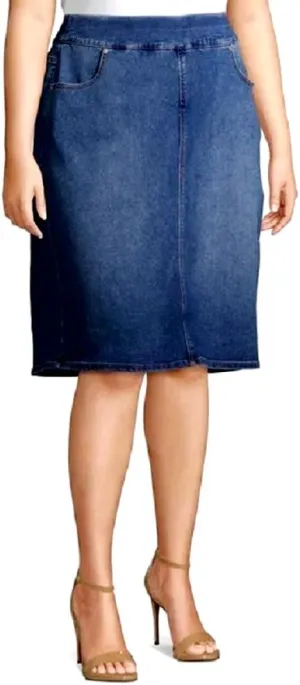 Jack David Women's Plus Size Blue Wash Soft Curvy Stretch Denim Jeans Skirt 1X 2X 3X