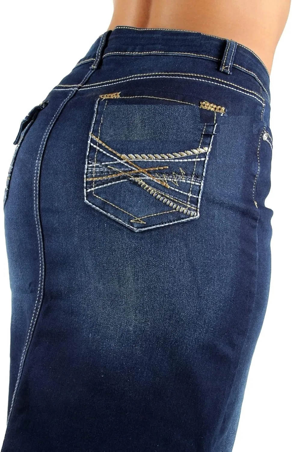 Jack David Women's Plus Size Blue Wash Soft Curvy Stretch Denim Jeans Skirt 1X 2X 3X