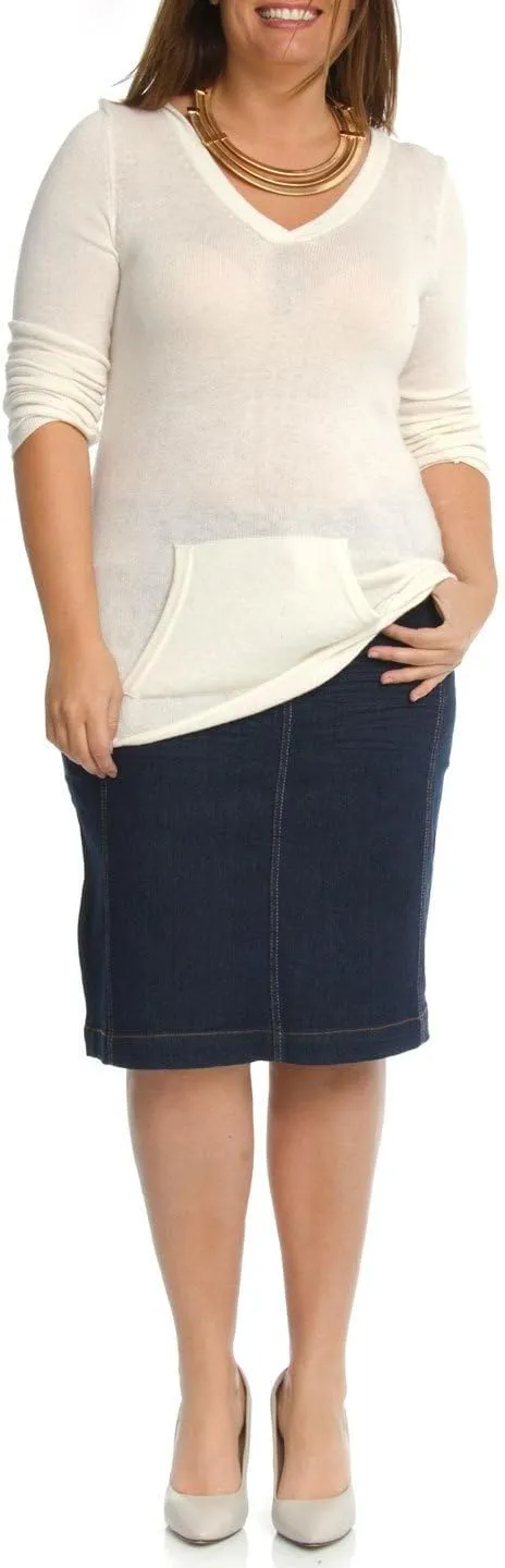 Jack David Women's Plus Size Blue Wash Soft Curvy Stretch Denim Jeans Skirt 1X 2X 3X