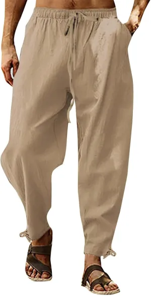 Japanese Pants Men Casual Baggy Anime Print Joggers Sweatpants Elastic Drawstring Tapered Boho Hippie Harem Pants