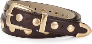 JASGOOD Women Leather Belt Fashion Studded Belt Ladies Punk Belt Vintage Leather Belt for Jeans Dress