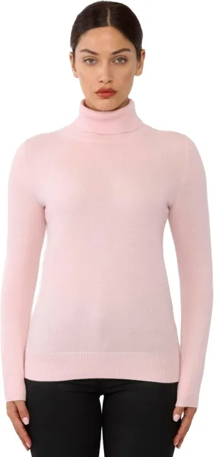 JENNIE LIU Women's 100% Pure Cashmere Long Sleeve Pullover Turtleneck Sweater