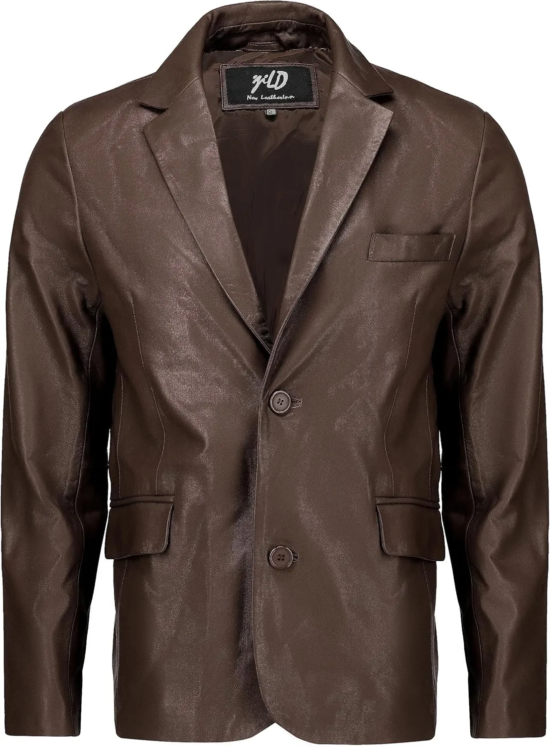 Jild Invisible Stitching Casual Leather Blazer for Men - 2-Button Closure Coat Style Regular Fit Lambskin Leather Jacket Men