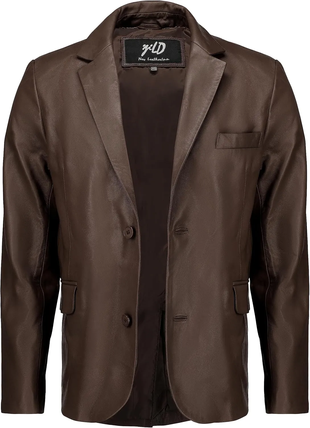Jild Invisible Stitching Casual Leather Blazer for Men - 2-Button Closure Coat Style Regular Fit Lambskin Leather Jacket Men