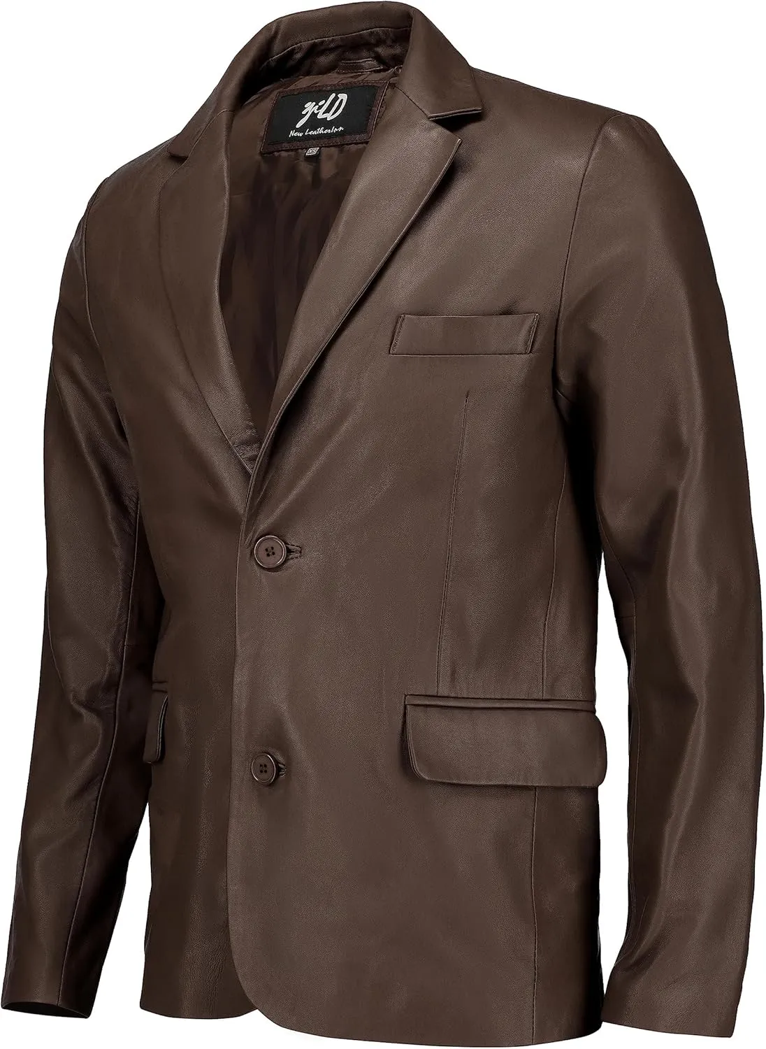 Jild Invisible Stitching Casual Leather Blazer for Men - 2-Button Closure Coat Style Regular Fit Lambskin Leather Jacket Men