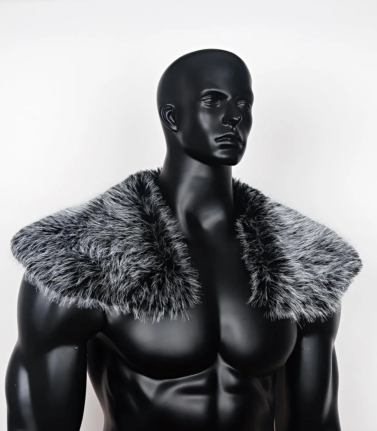 Joukavor Viking Faux Fur Collar Fur Shoulder Wrap Shawl Viking Halloween Costume Men