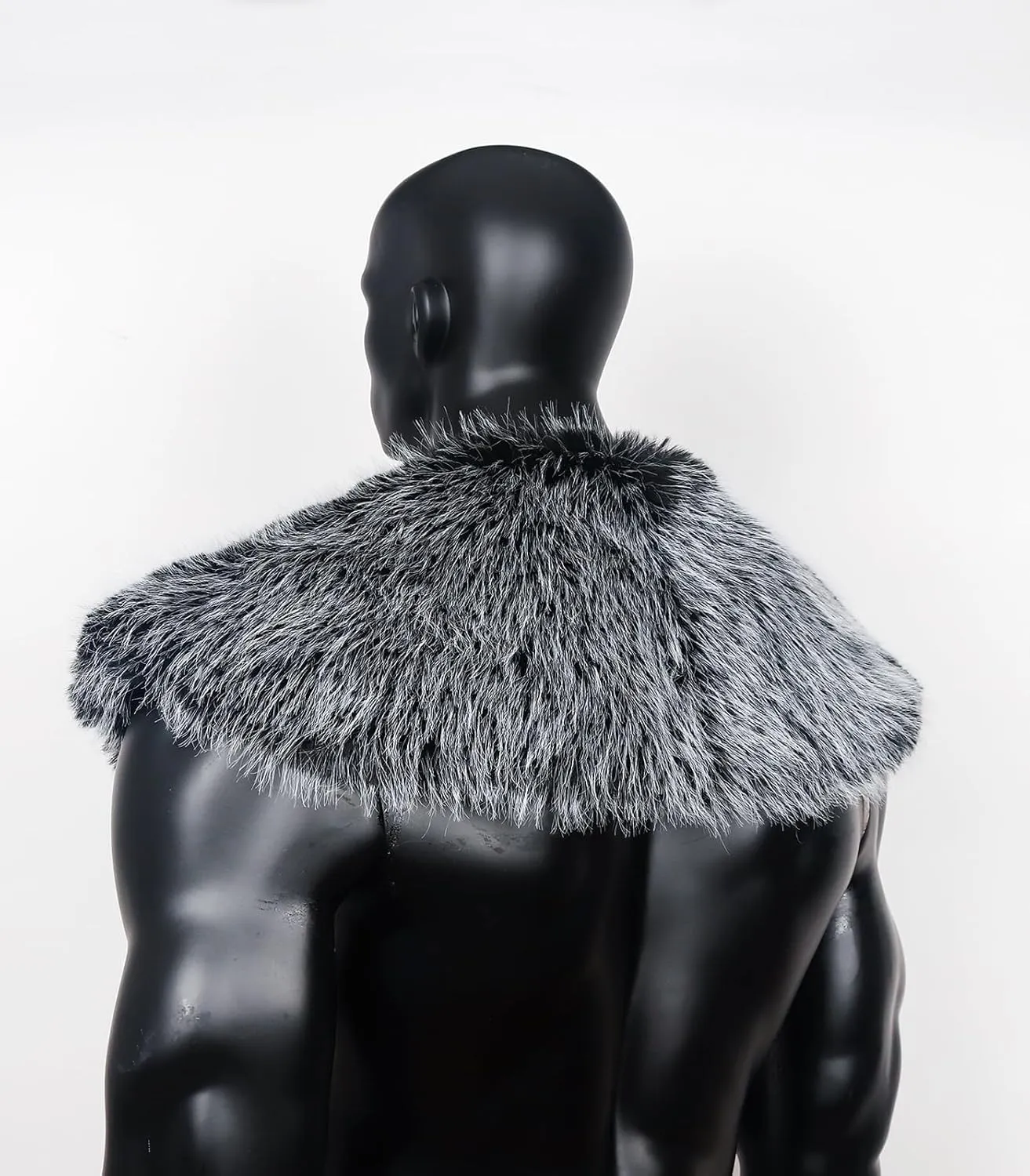 Joukavor Viking Faux Fur Collar Fur Shoulder Wrap Shawl Viking Halloween Costume Men
