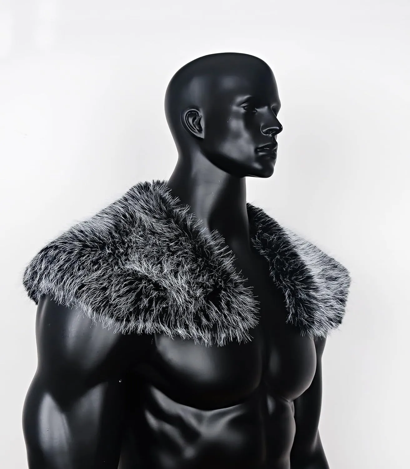 Joukavor Viking Faux Fur Collar Fur Shoulder Wrap Shawl Viking Halloween Costume Men