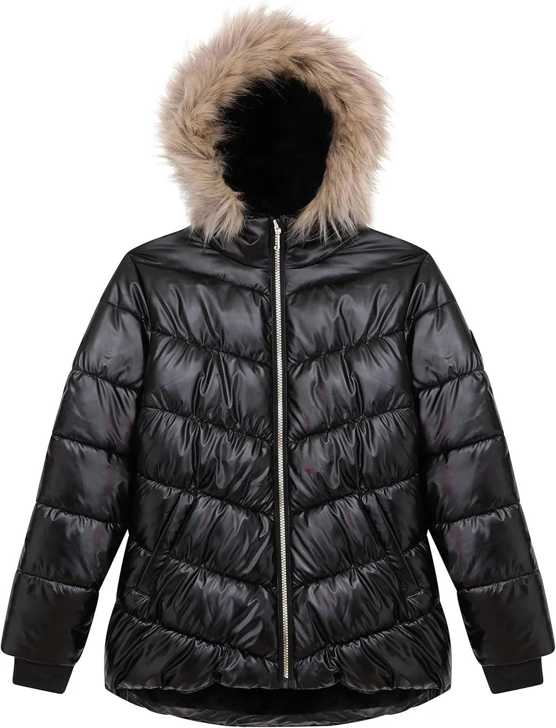 Juicy Couture Girls Coat, Faux Fur Hooded Winter Jacket, Warm Padded Parka Hoodie, Kids Heavyweight Winter Coat